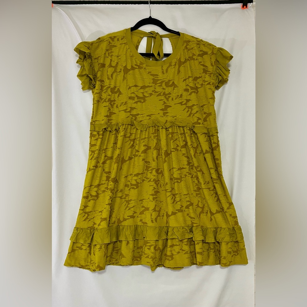 Anthropologie NWT Chartreuse S Playful Babydoll Coquette Girl mini dress